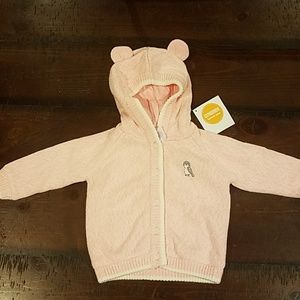 Gymboree pink bear ear button down lined sweater